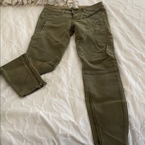 Paige green moto denim